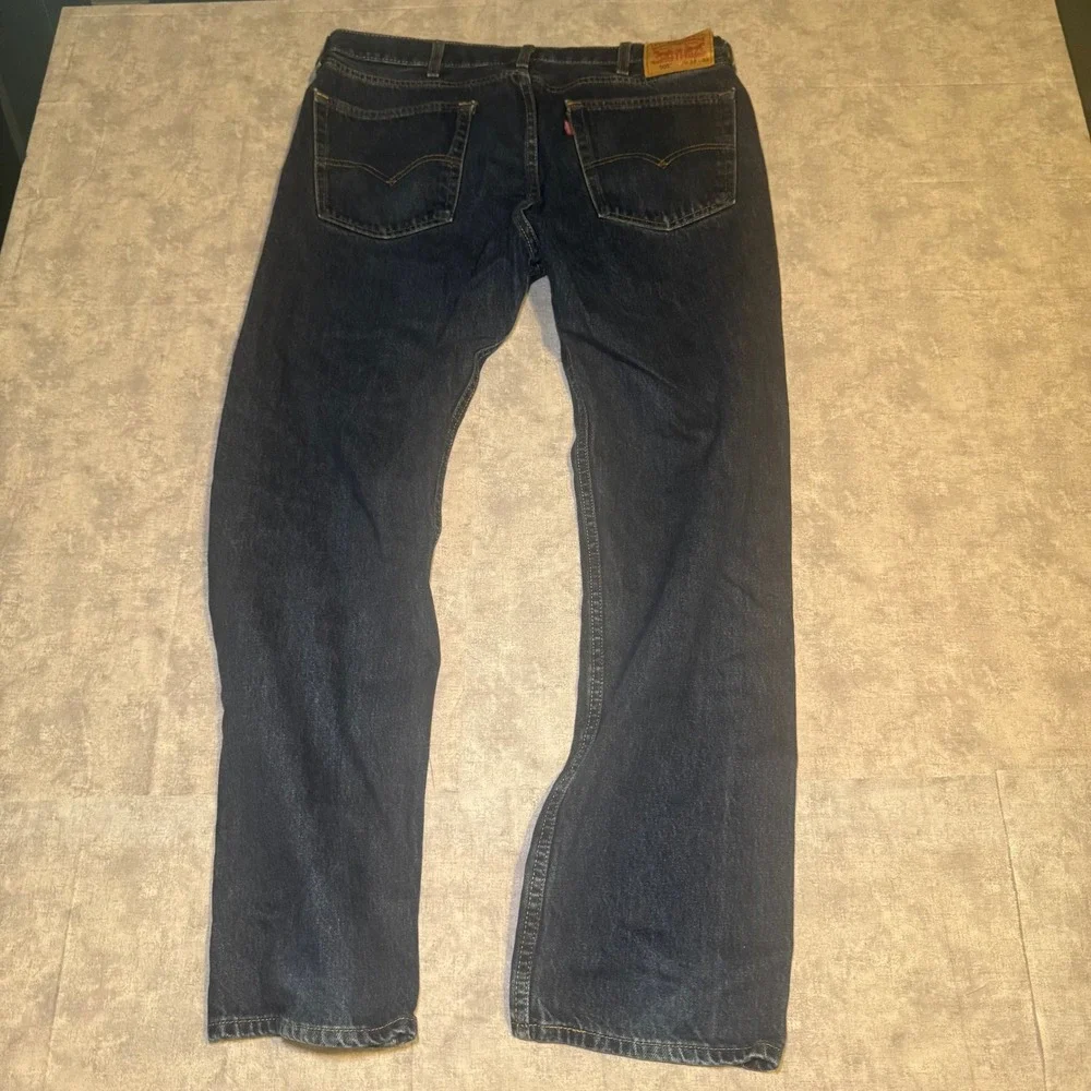 Levis 505 Regular Fit Jeans Mens 38x32 Dark Wash Indigo Straight Leg Denim